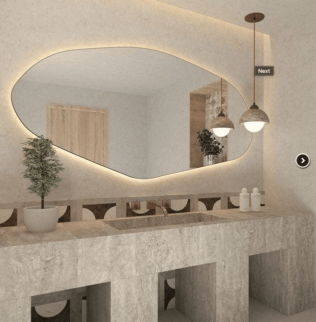 Irregular Organic Mirror with LED 2.10m X 0.80m The New Garden