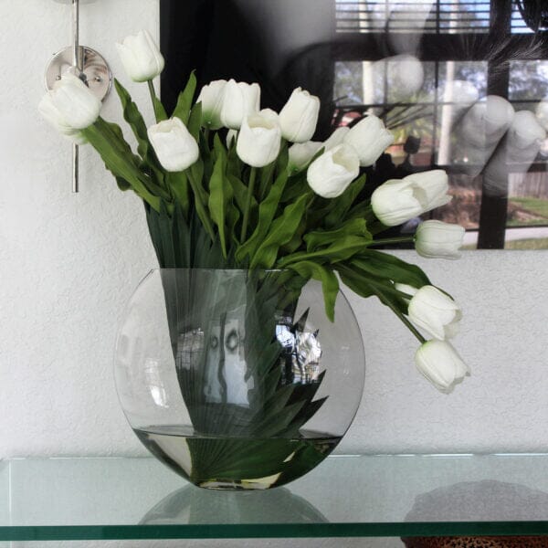 Lunar vase with white tulips The New Garden