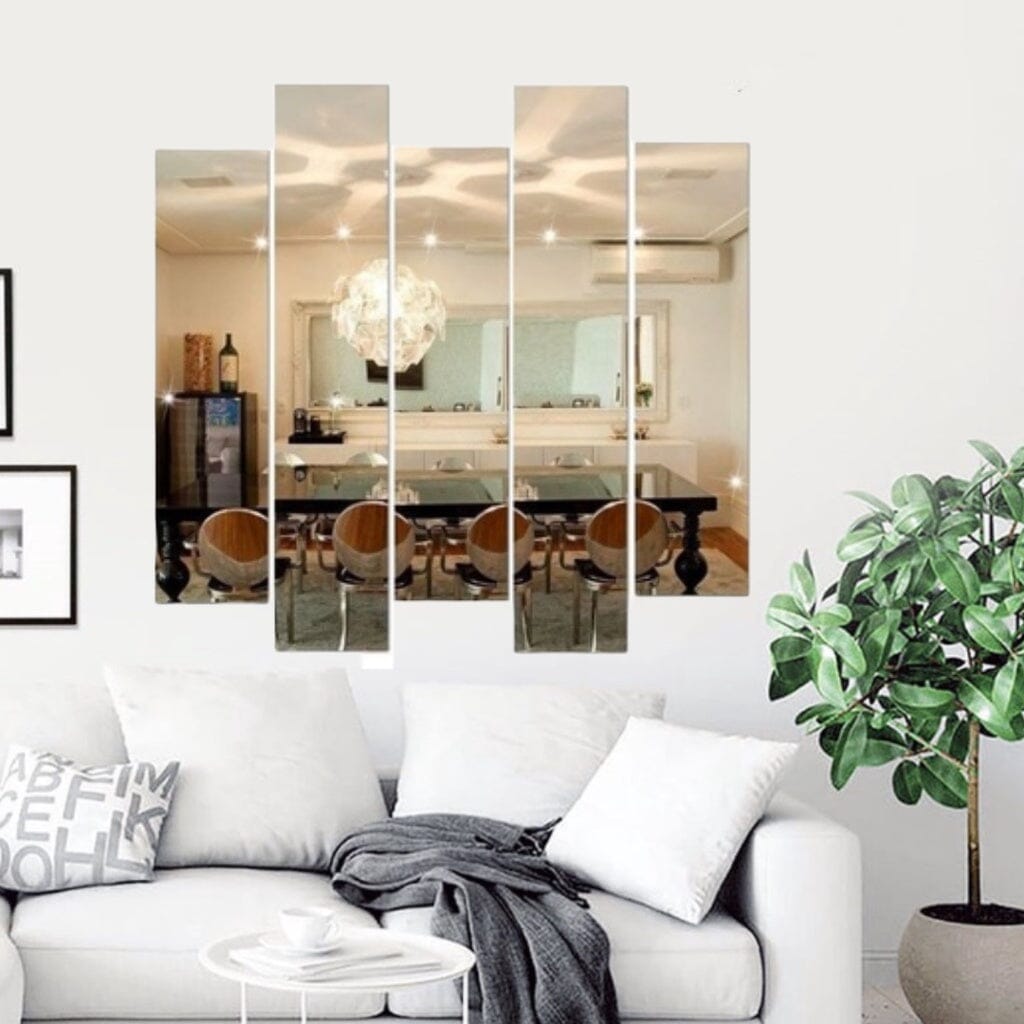 Rectangular Decorative Mirror Kit 5 Pieces Crystal Glass The New Garden