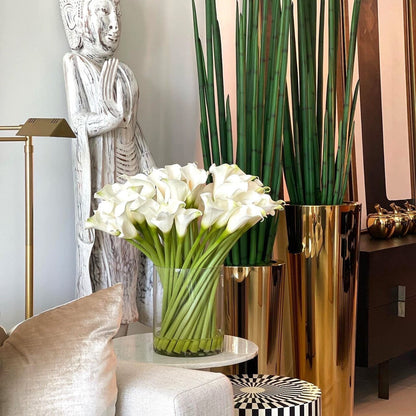 Calla Lilies in Glass Cylinder 10″ The New Garden 