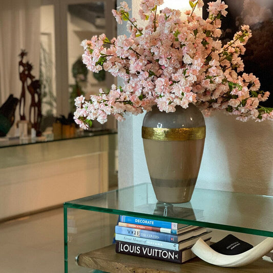 "Goddess" vase with pink cherry blossoms The New Garden 