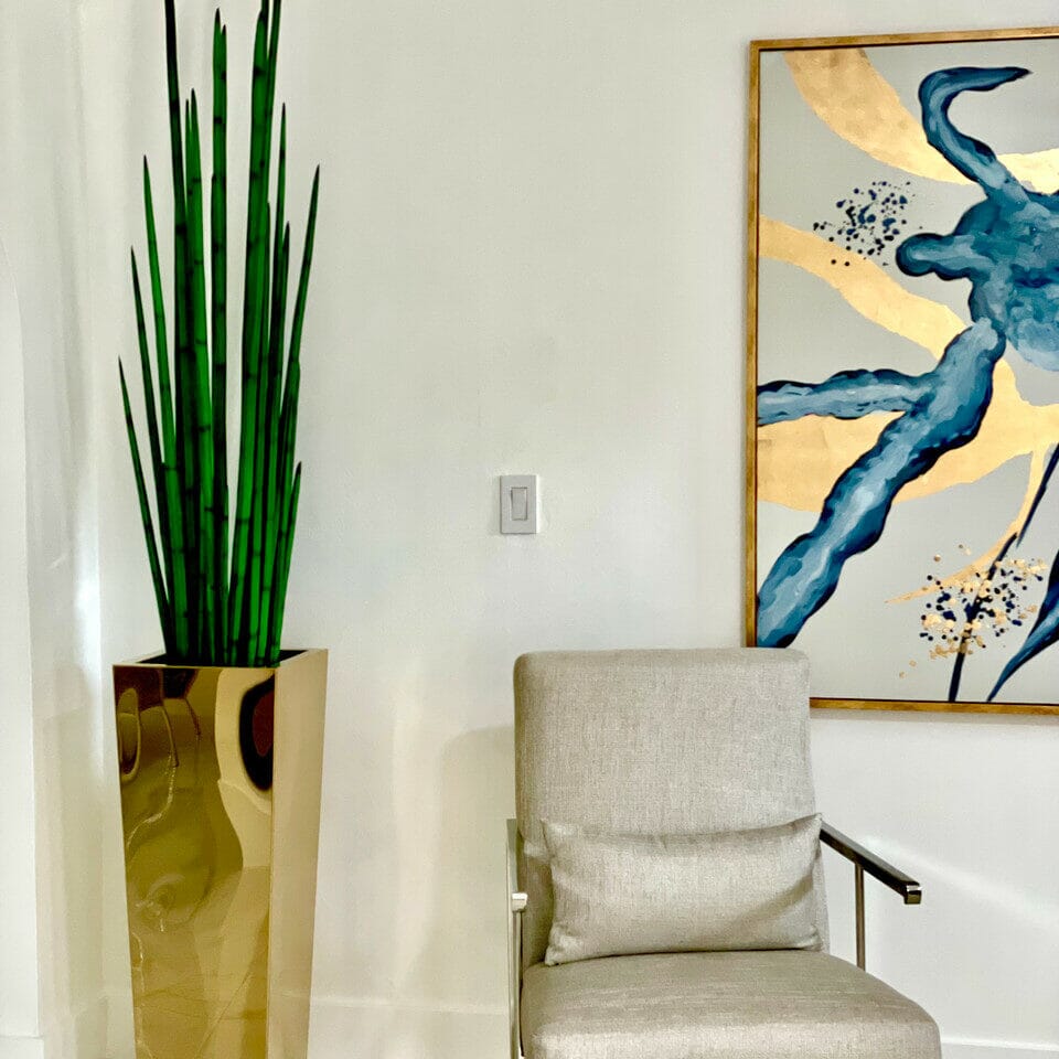 Golden Cube Planter with Snake Grass The New Garden 