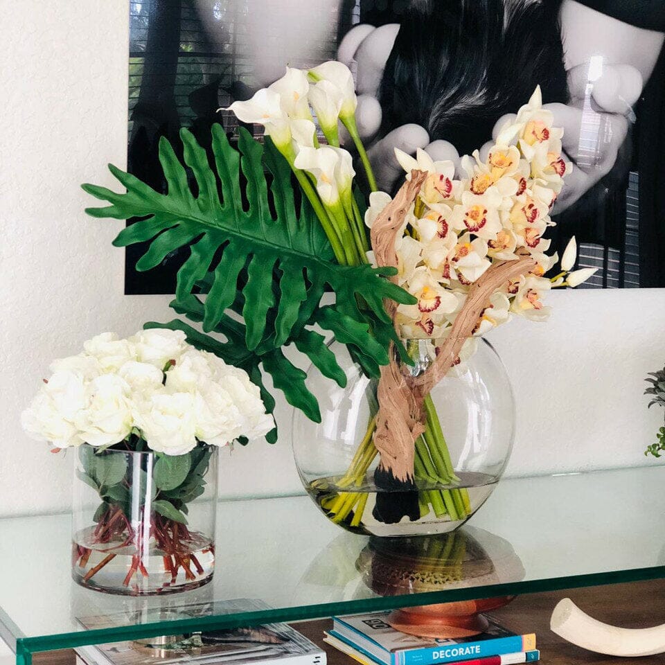 Lunar Vase with Cymbidium Orchids and Calla Lilies The New Garden 