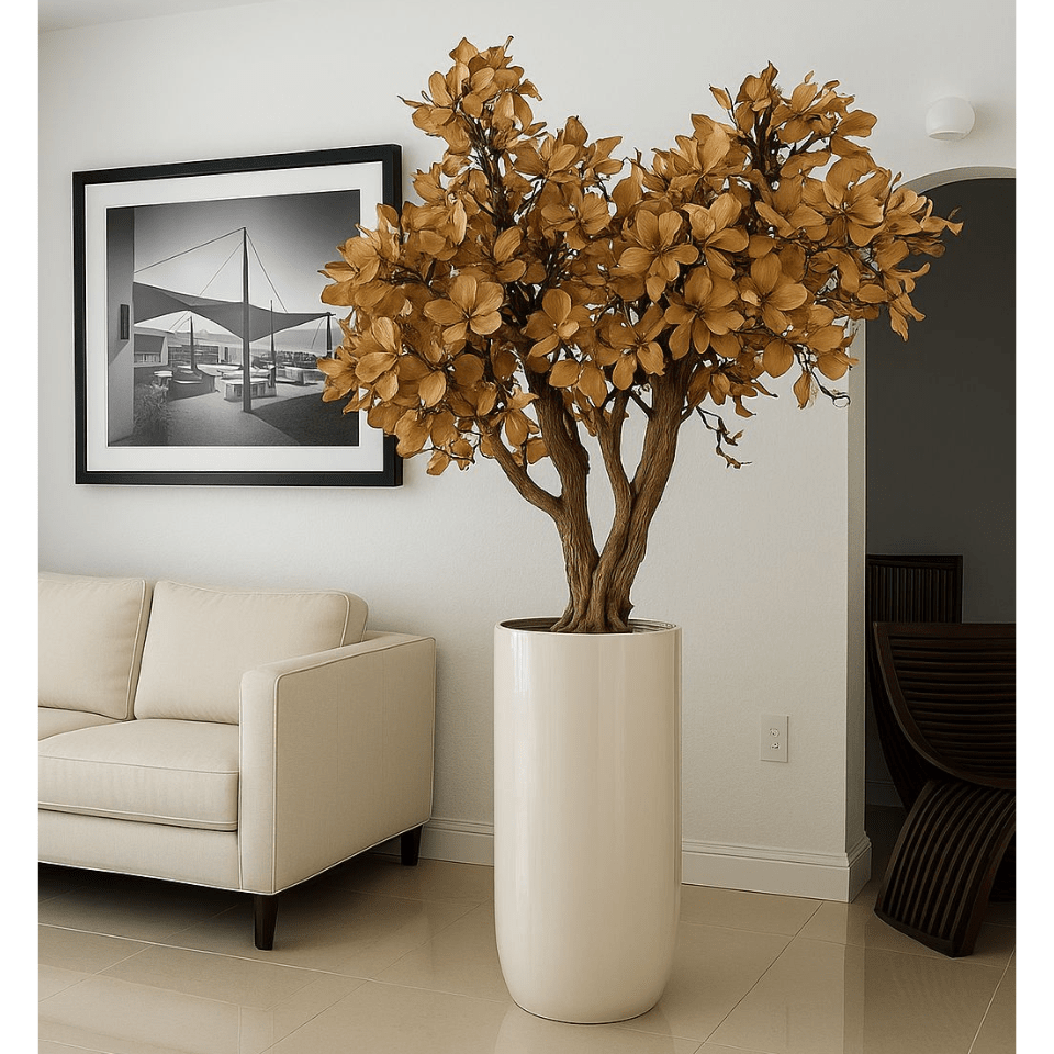 Magnolia Tree in Beige in Glossy White Pot – New Arrival The New Garden 