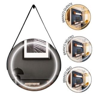 Round LED Mirror 3 Colors with Adnet Strap 45 CM The New Garden 
