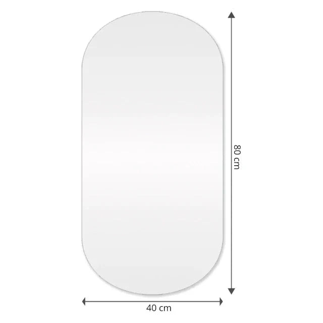 Slim Rounded Mirror with LED 80x40cm The New Garden 