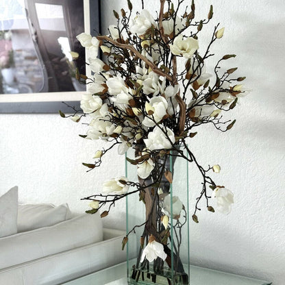 White Magnolia Vase in 20-Inch Tall Modern Home The New Garden 