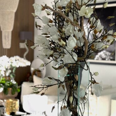 White Magnolia Vase in 20-Inch Tall Modern Home The New Garden 
